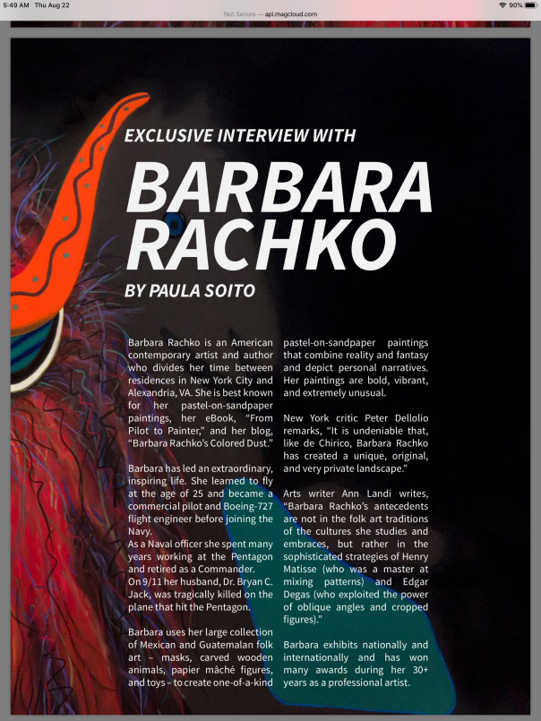 First page of Barbara’s interview in “Art Market”